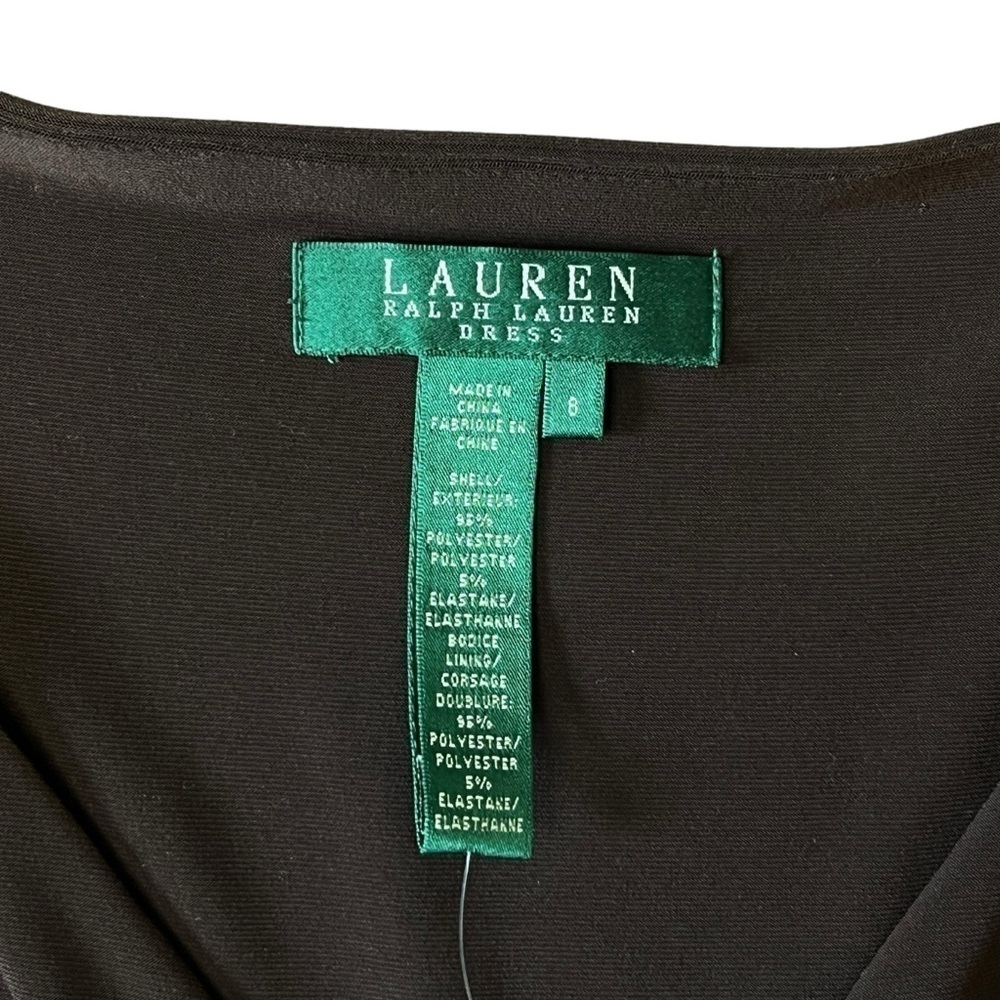 Lauren Ralph Lauren Faux Wrap Top Flare Bottom Long Sleeve Brown Sz. 8 #1345 NWT - Picture 3 of 7